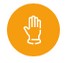 Icon einem Handschuh in einem gelben Kreis