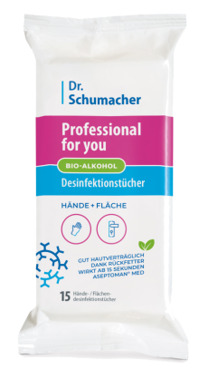 Ansicht Packung Händedesinfektionstücher Professional for you, 15 Stück